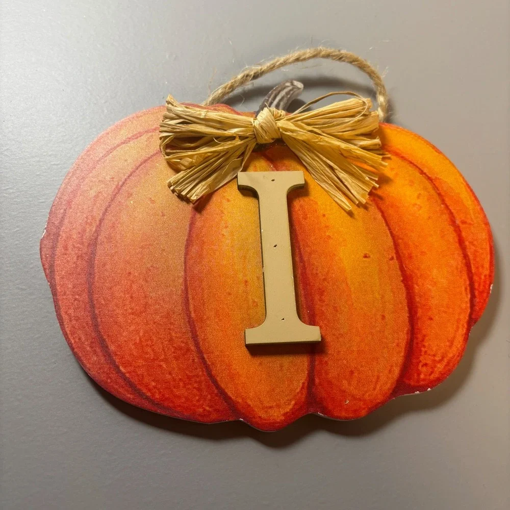 Fall Pumpkin Patch Letter Wall Decor Orange Raffia‎ Bow Autumn